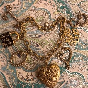 Miss Ellie NYC “LOVE” Goldtone and Pearls Handmade Charm Bracelet